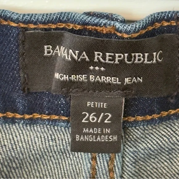 Banana Republic High Rise Dark Wash Barrel Jeans - Picture 9 of 12